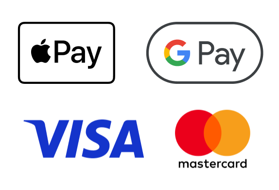 Apple pay, Google pay, Visa, Mastercard
